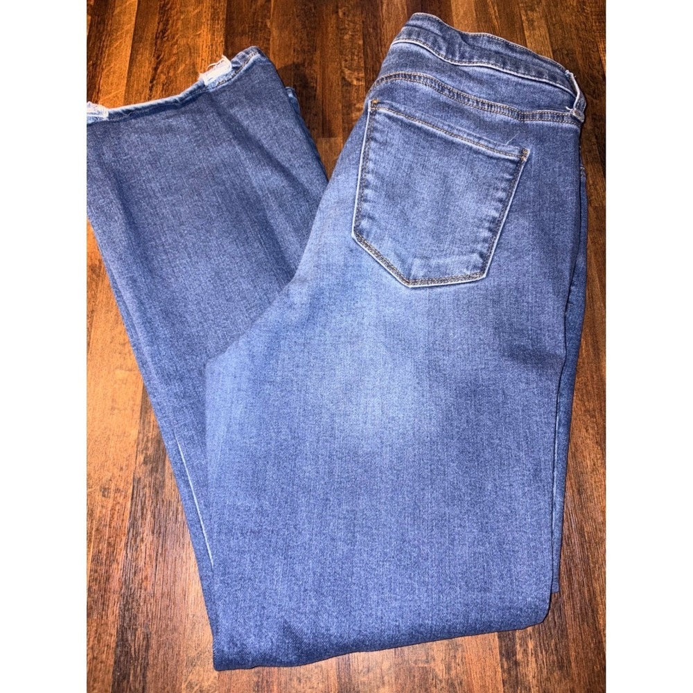 Stitch Star Womens Distressed Flare Jeans Blue Medium Wash High Rise Size 18